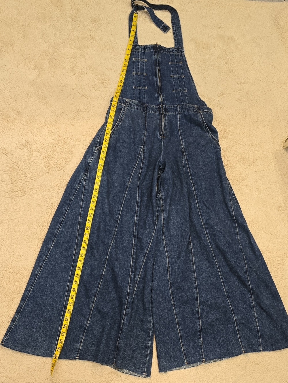 We The Free Halter Denim Wide-Leg Overalls in Blue - Picture 9 of 10